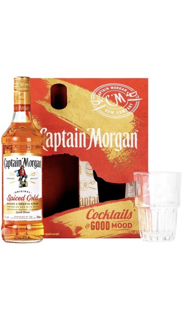 Напій  алкогольний Captain Morgan Spiced Gold 35% 0.7 л + склянка