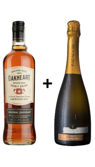 Набор: Ромовый Напиток Bacardi Oakheart Original 35% 0,7 Л + Игристое Вино Badagoni Brut Белое 0.75Л